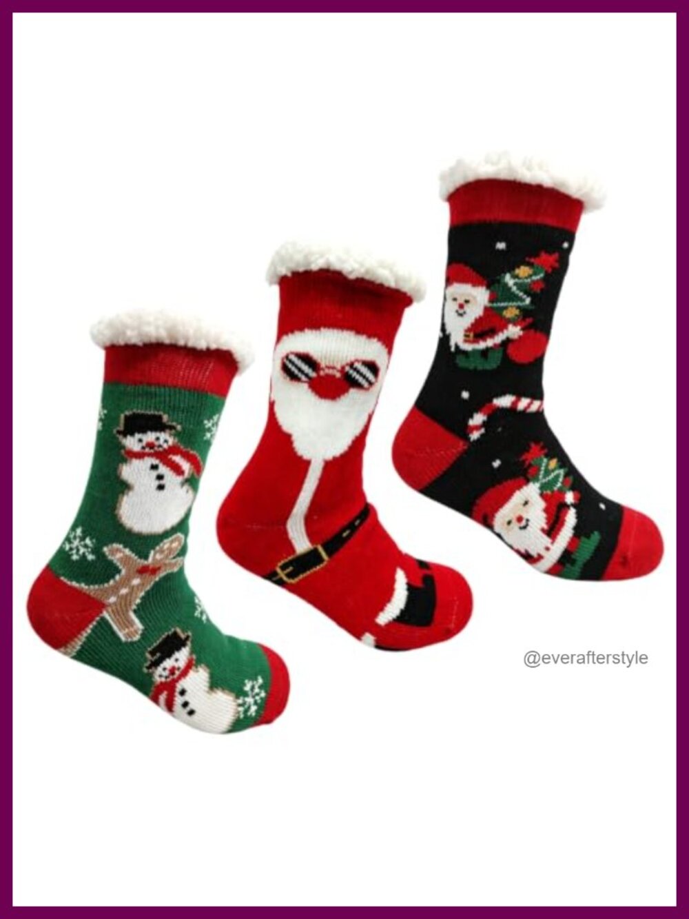 Sherpa Lined Fuzzy Slipper Socks Non Skid Warm Fleece Winter 3 Pairs